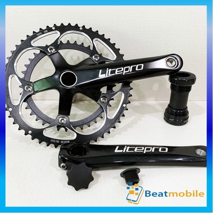 CRANKSET LITEPRO DOUBLE CRANK SEPEDA LIPAT BCD 130MM 53-39T ALLOY