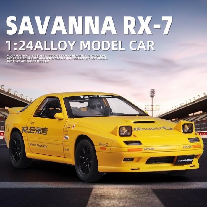 Diecast model Mazda RX7 Savanna Initial D 1/24 koleksi mainan