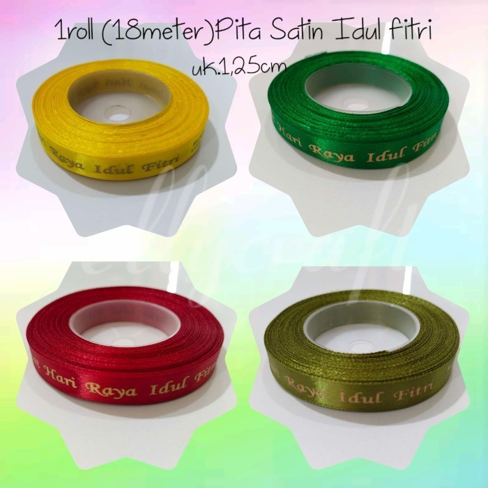 

1Roll (18Meter) Pita Satin Lebaran 1,25Cm/Idul Fitri/Pita Hampers 065