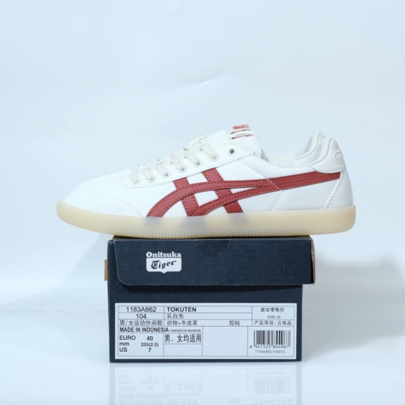 Sepatu Kasual | Onitsuka Tiger TokutenWhite Red | Warna Putih Strip Merah | Lengkap Berbagai Ukuran 