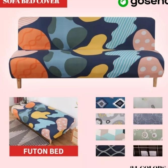 SARUNG SOFA BED MOTIF ELASTIS COVER SOFA BED POLOS KURSI SOFA FURNITUR