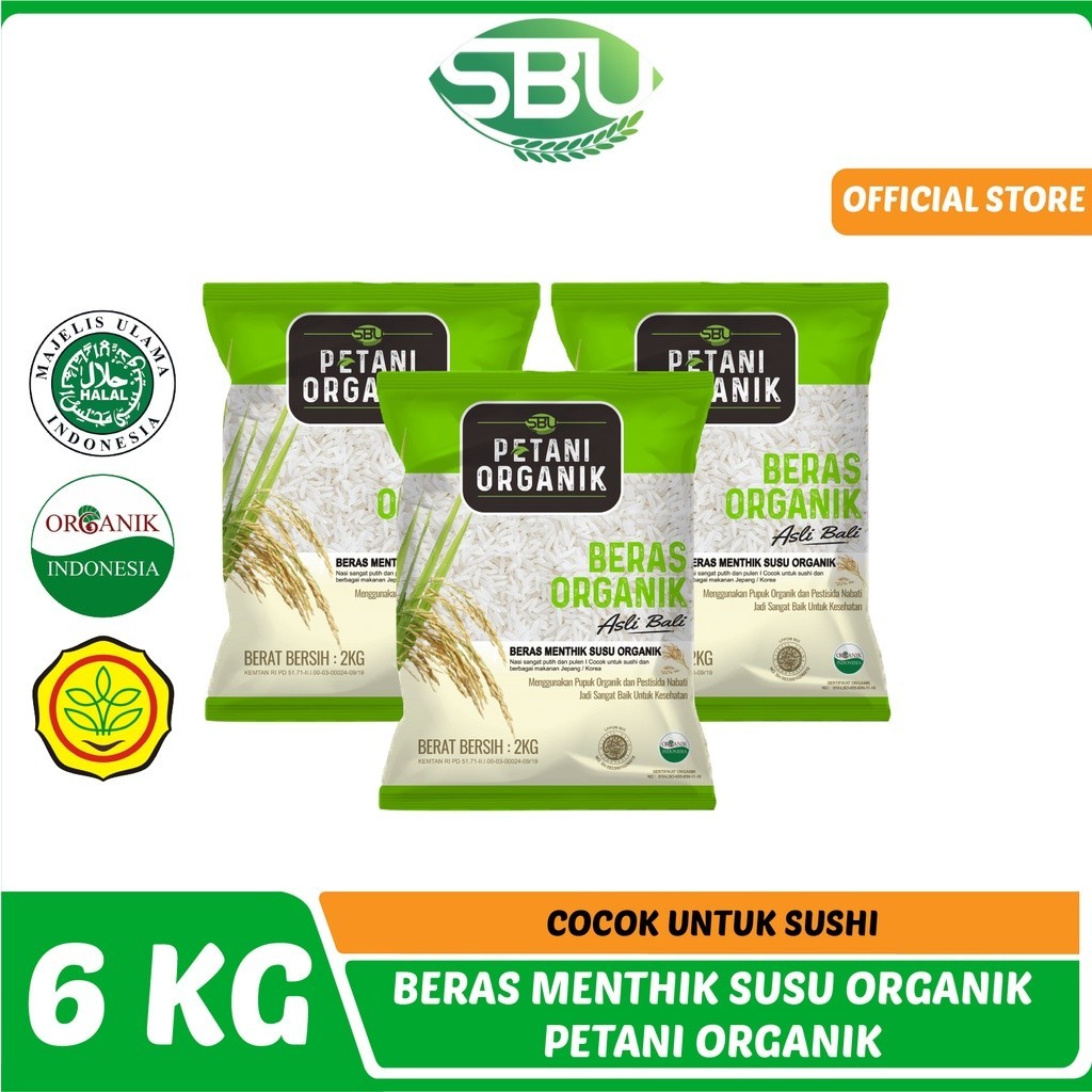 

Beras Menthik Susu Petani Organik Bundling 6kg - Cocok Untuk Sushi dan Makanan Jejepangan