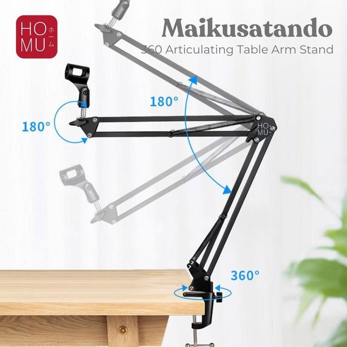 Homu Stand Microphone / Stand Mic / Arm Suspensi Lazypod / Arm Stand