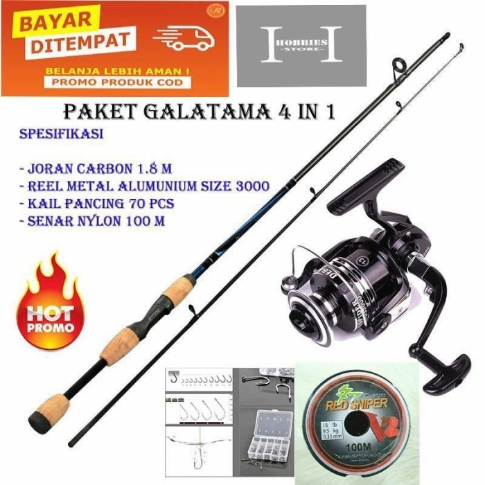 Paket Mantap Alat Pancing Danau / Empang 4 In 1 Reel Ds3000
