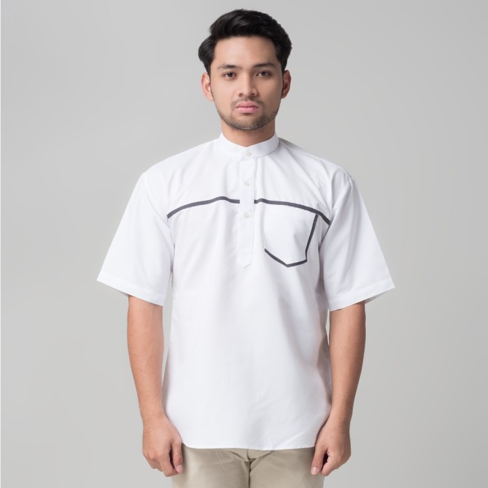 HOT SALE Benhill Kemeja Pria Koko Qurta Lengan Pendek Putih 29955-3211H