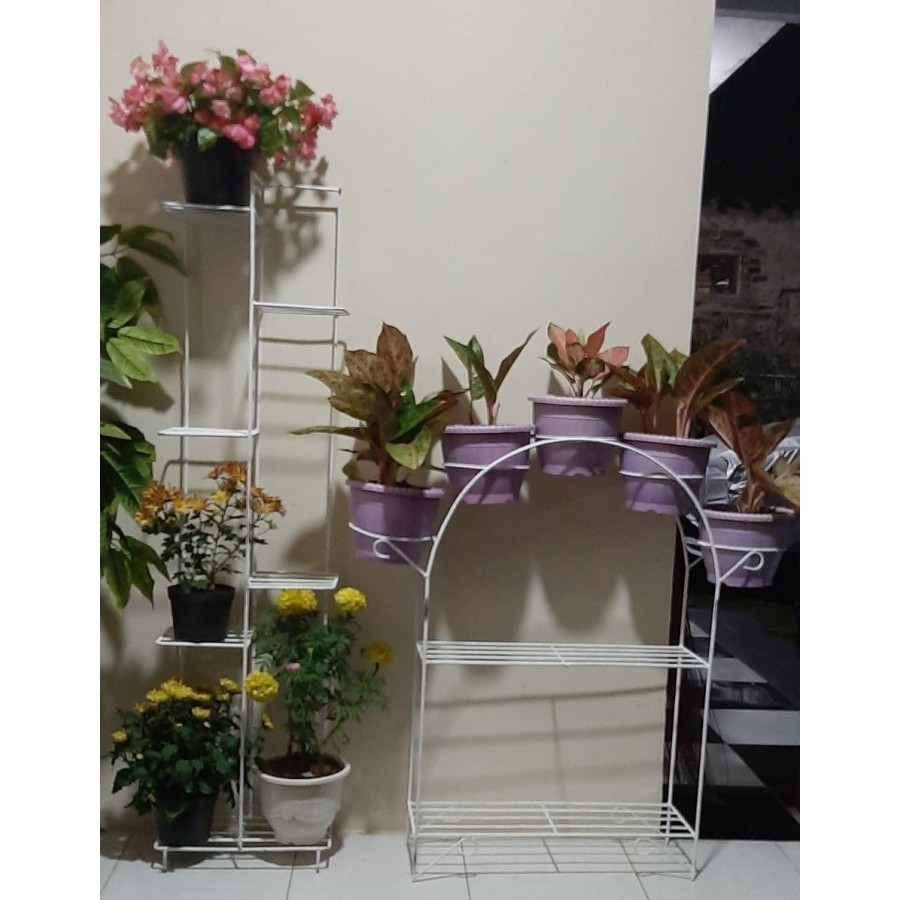 Besi 8Mm Tinggi 1,5 Meter Rak Pot Tanaman Bunga Standing Planter 7 Ram