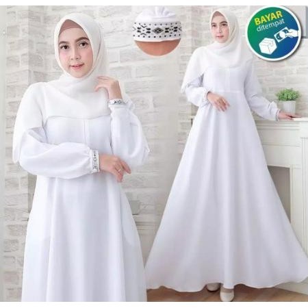 Gamis Putih Wanita Terbaru 2022 Gamis Putih Syari Terbaru Baju Muslim