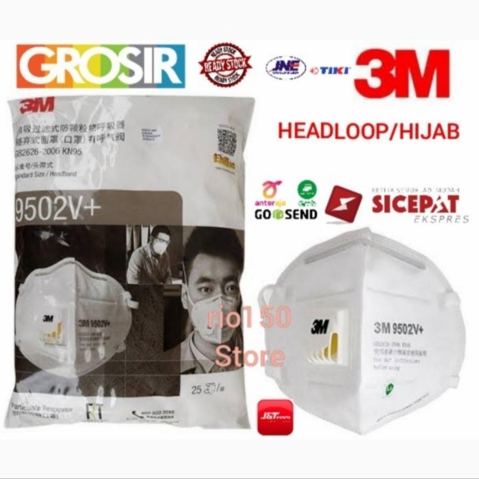 Masker Kn95 9502V+ 3M 1 Pack Isi 25Pcs