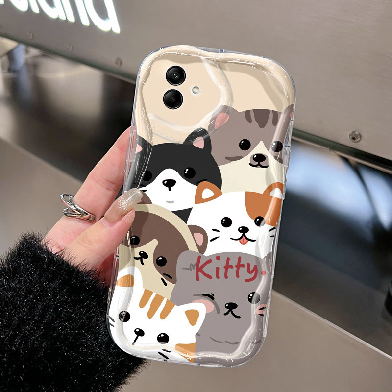Casing Hp Samsung Galaxy A04 A04E M04 F04 Case Casing Lucu Kitty pola Softcase batas HP gelombang se