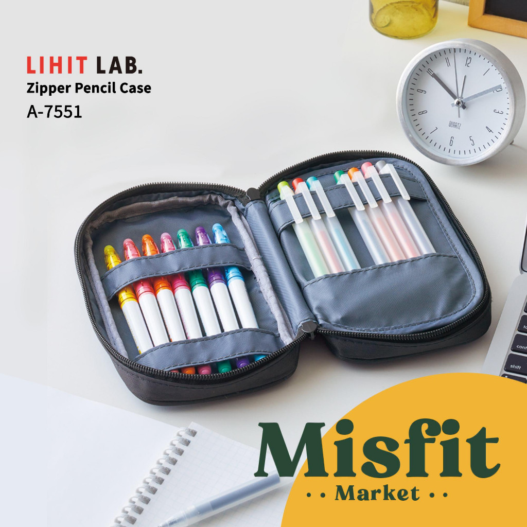 

Lihit Lab A-7551 Zipper Pencil Case Tempat Kotak Pensil Resleting