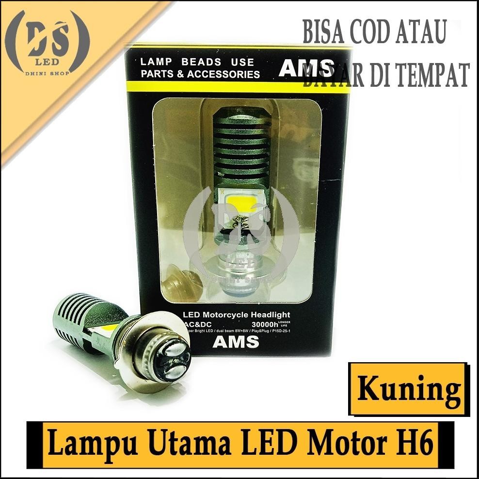 (AKSESORIS MOTOR) Lampu Led Motor Beat/Lampu Led Depan AMS sinar KUNING bisa AC/DC untuk Motor Bebek dan Matic