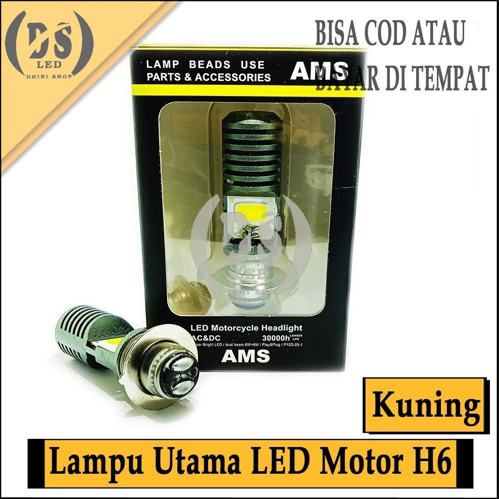 (AKSESORIS MOTOR) Lampu Led Motor Beat/Lampu Led Depan AMS sinar KUNING bisa AC/DC untuk Motor Bebek