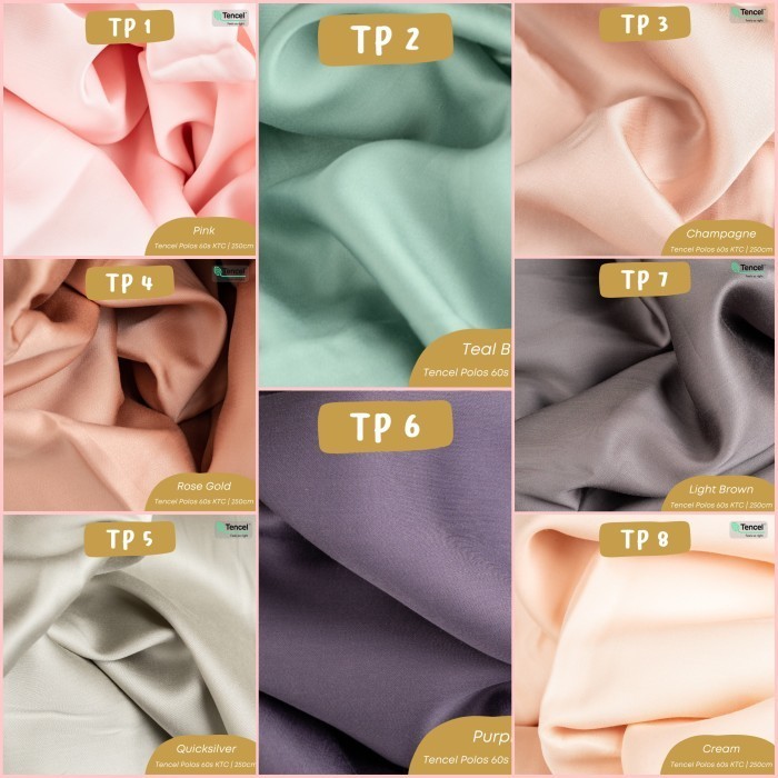 Terlaris Bahan Kain Tencel Organik Polos 60S Meteran Original Termurah Promo Terbaru