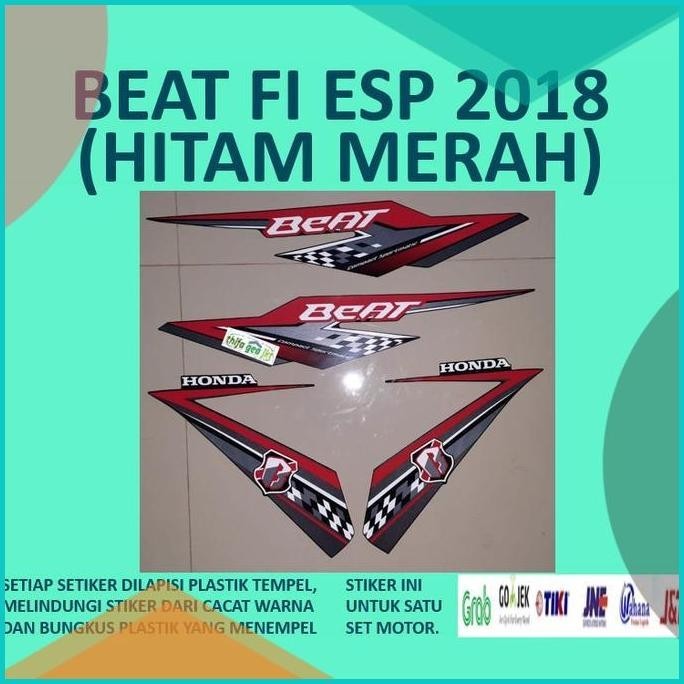 Beat FI ESP 2018 Hitam Merah Yamaha Stiker Striping Stripping Sticker