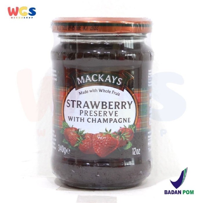 

Selai Mackays Strawberry Preserve With Champagne Jam 340 Gr