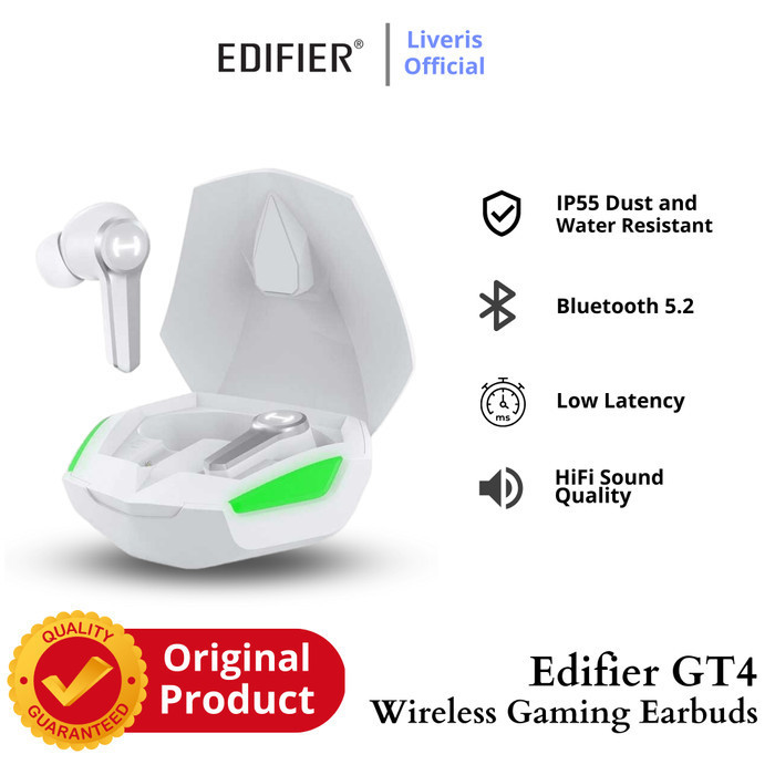 TWS Edifier GT4 Gaming Earbuds Bluetooth Wireless Earphone Original