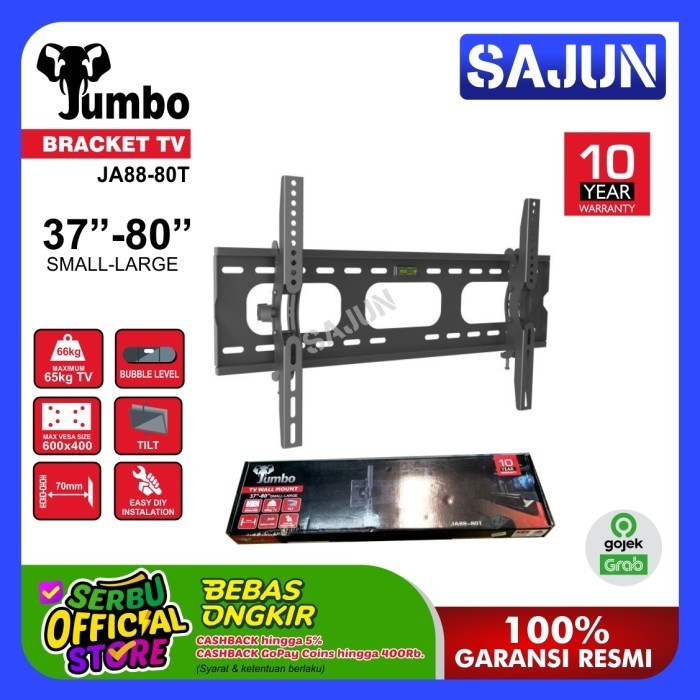 Ready Jumbo Wall Bracket TV JA88-80T Braket LED TV utk 37-80 Inch