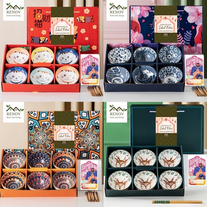 

Ready MANGKOK KERAMIK JEPANG HAMPERS LEBARAN SOUVENIR Japanese Bowl Gift Set