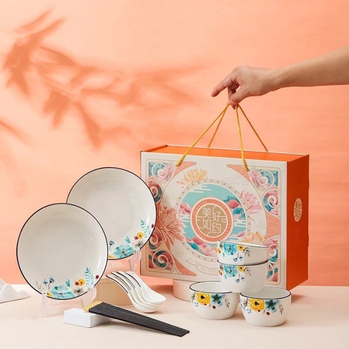 

Ready Hampers Sincia Plate bowl set/Hampers chinese new year set piring set