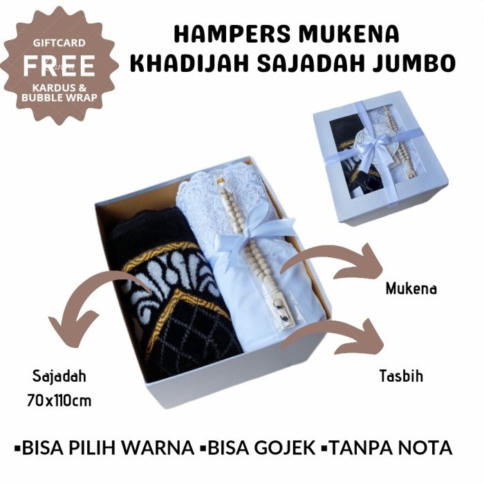 

Ready HAMPERS PREMIUM ISI SAJADAH JUMBO DAN MUKENA KHADIJAH