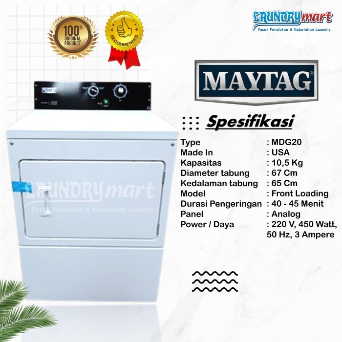 MAYTAG DRYER MESIN PENGERING LAUNDRY GAS KAPASITAS 10.5KG MDG20