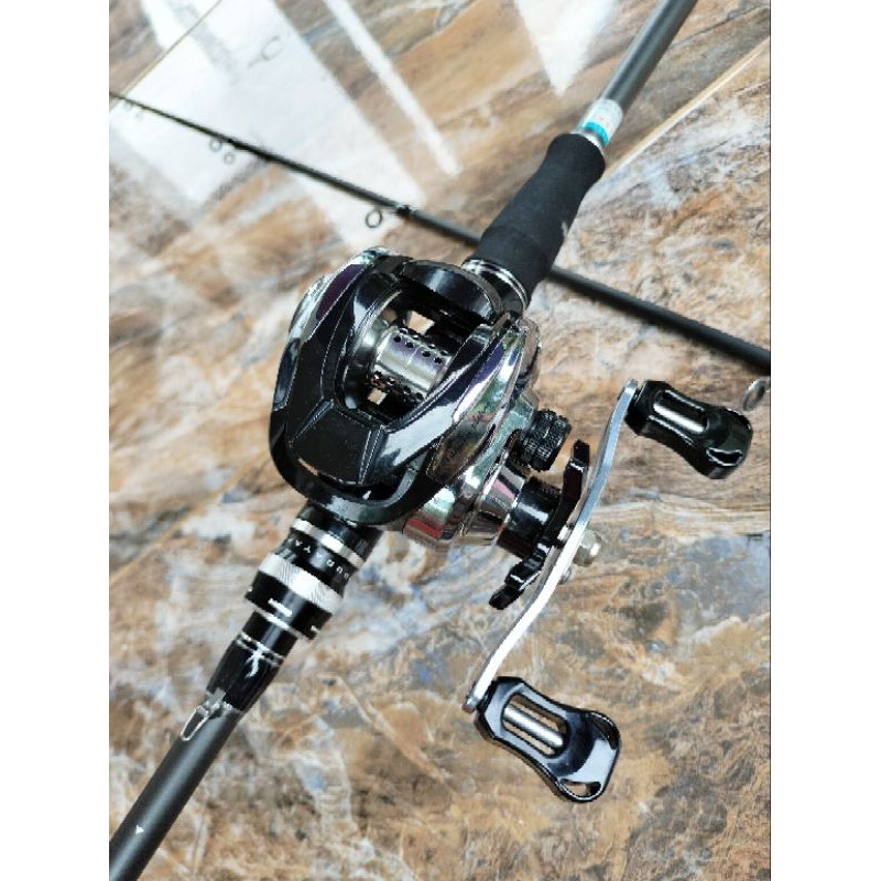 satu set joran carbon hollow&reel bc titanium drag(clicker