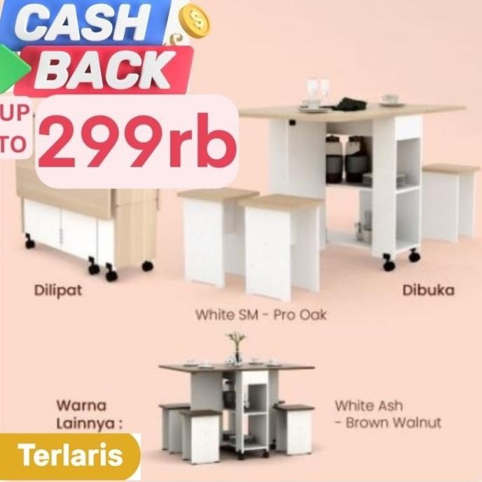 Meja Makan Set Lipat Roda ALLISON DT120 Harga Pabrik
