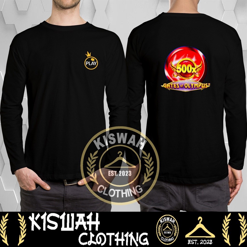 Kaos Tshirt Slot Gates of Olympus MAXWIN x500 Jackpot Lengan Panjang Baju Distro