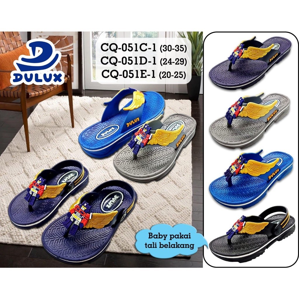 KQE SANDAL ANAK LAKI JAPIT MAINAN ROBOT TALI BELAKANG DULUX CQ 051 BAHAN KARET E91