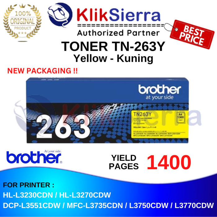 Terlaris Brother Toner Tn-263Y Tn263Y Tn263 Y Yellow Original Promo Terbaru