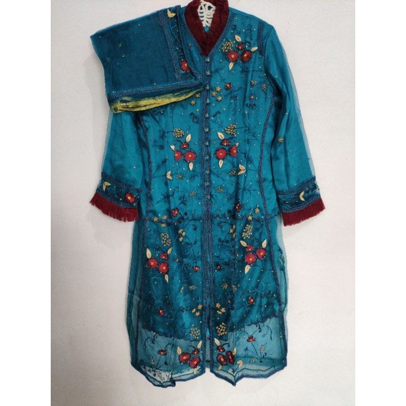 Set Dress Brukat Manis Siffon Tile Mote Hijau Tosca Pesta Kondangan Cewek Wanita