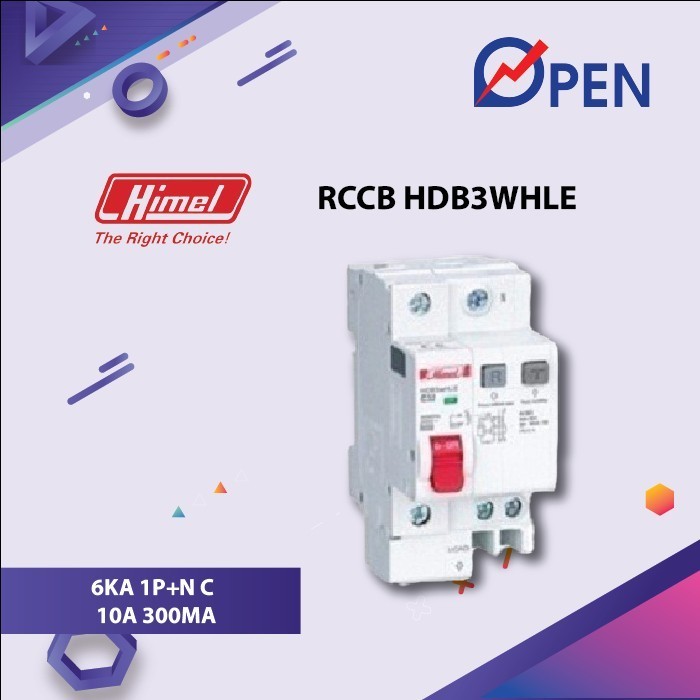 RCCB HDB3WHLE 6KA 1P+N C 10A 300MA HIMEL