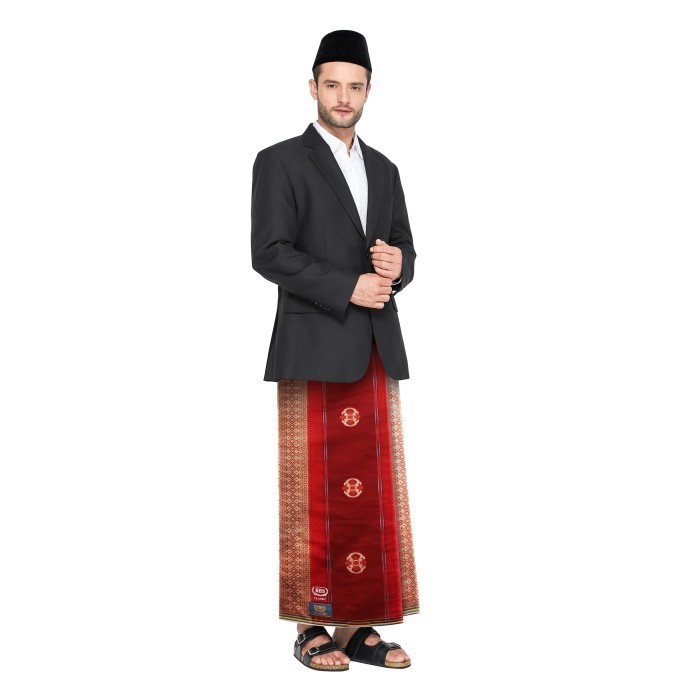 Sarung BHS Classic Gold Motif Jacquard Songket Merah Maroon