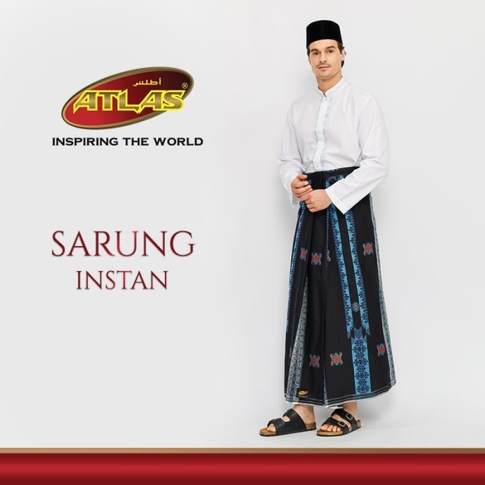 Sarung Instan ATLAS Super Premium 955 Songket Kreasi Dubai Hitam Biru