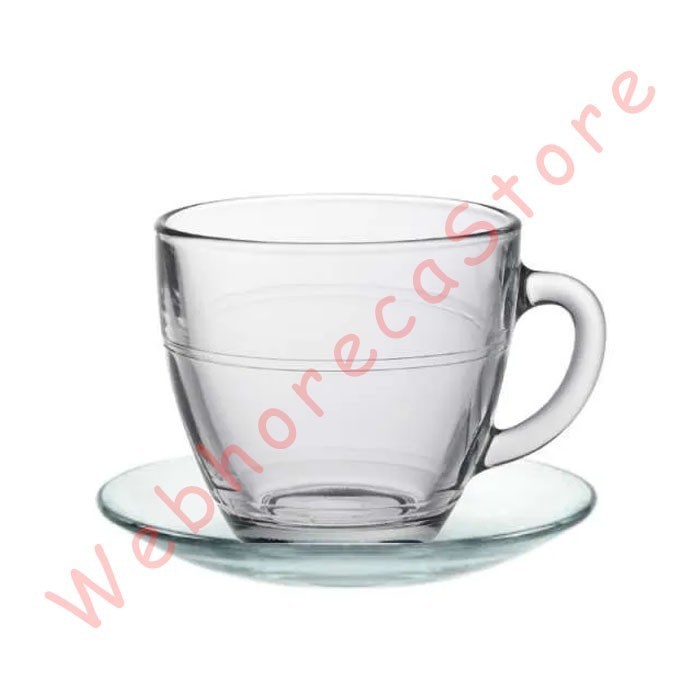 Duralex Gigogne Cup Saucer 22Cl/ Cangkir Tatak Teh Kopi Kaca 220Ml