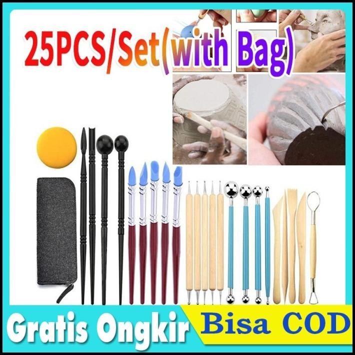 

TERMURAH 25PCS BUTSIR SET ALAT UKIR CLAY POTTERY TOOL MODELLING ALAT TANAH LIAT !!!!!!