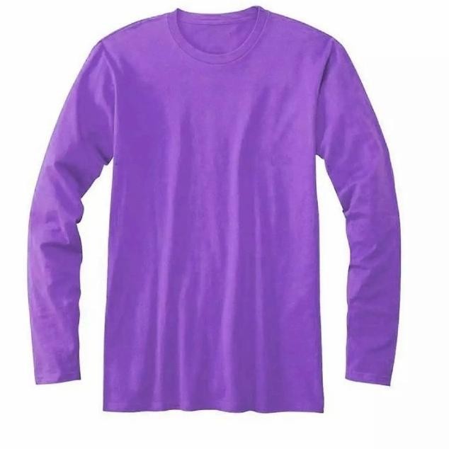 Baru - Kaos Polos Pria/Wanita 24's Lengan Panjang - Ungu Muda - Ungu Muda, M ,.