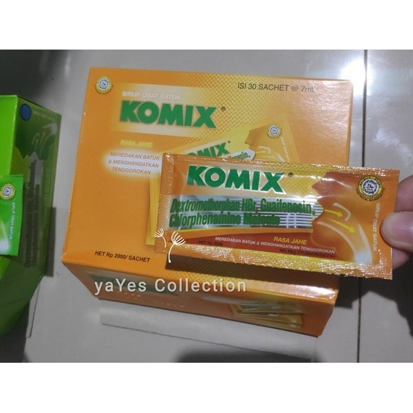 Komix sachet 1 PCS Sirup Cair Obat Batuk berdahak pilek tenggorokan Hijau Jeruk Nipis Biru OBH