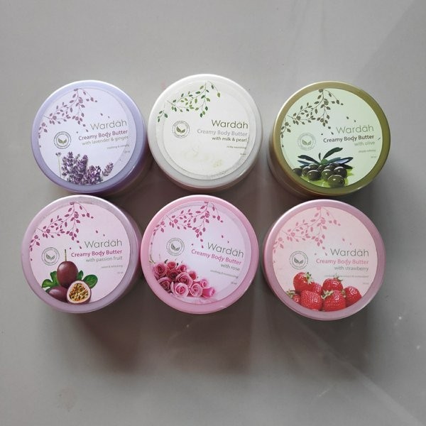 Wardah Creamy Body Butter 50 ml Lavender Ginger Passion Fruit Olive Milk Pearl Rose Strawberry