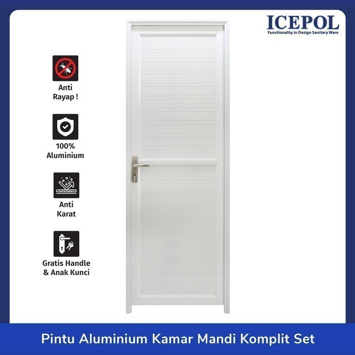 Terlaris Icepol Pintu Kamar Mandi Full Alumunium Komplit Set Plus Kusen Handle