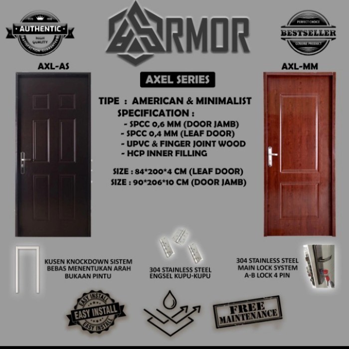 Terlaris Pintu baja Pintu besi Pintu rumah Pintu kantor AXEL ARMOR
