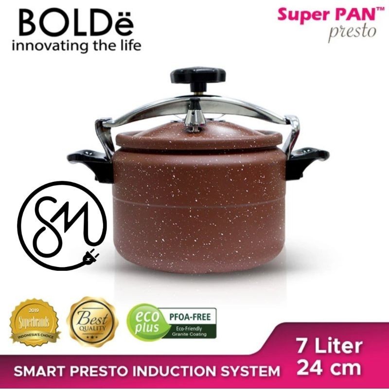 Super Pan Presto Cooker Bolde 7 Liter Granite Coating panci 24 cm