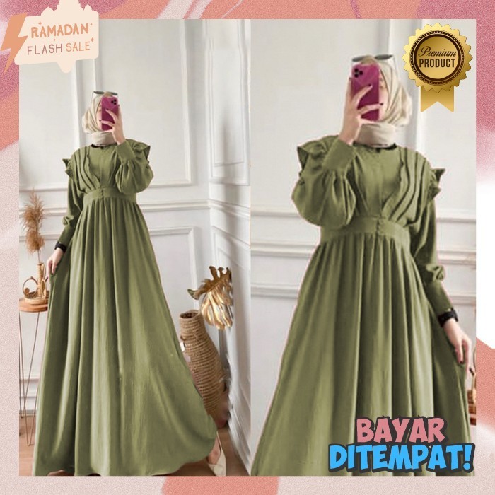 Baju Muslim Wanita Terbaru 2024 Games Dewasa Perempuan Longdress Maxidress Plus Kerudung Lengan Panj