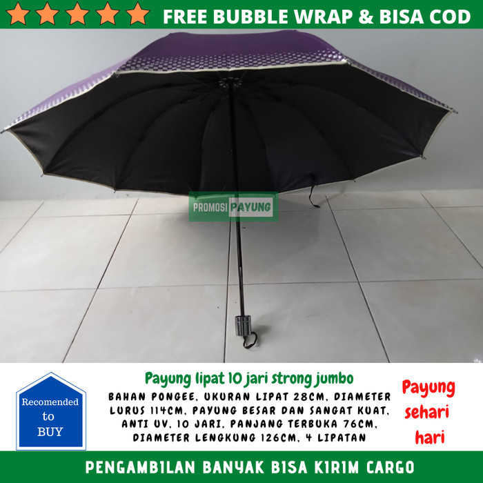 Payung Lipat Besar 10 Jari Strong Jumbo Anti Uv Payung Besar Dan Kuat