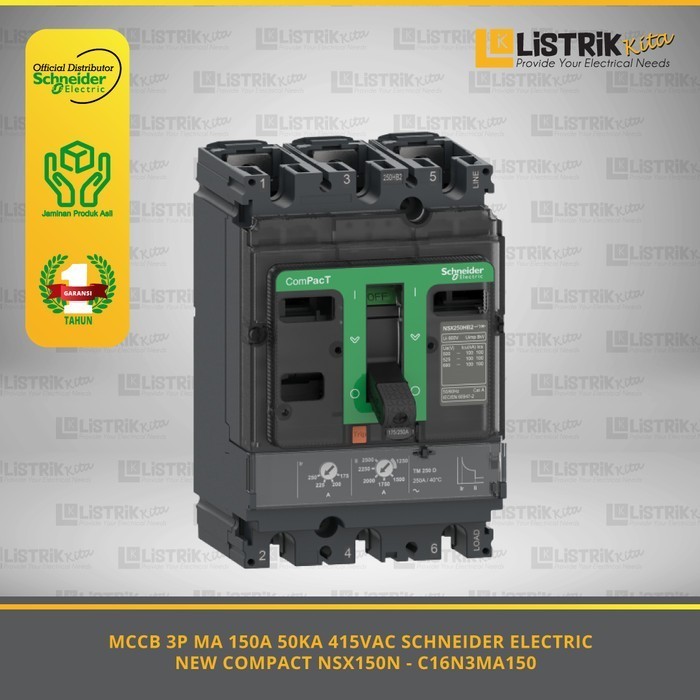 MCCB 3P MA 150A 50KA 415VAC SCHNEIDER ELECTRIC - C16N3MA150