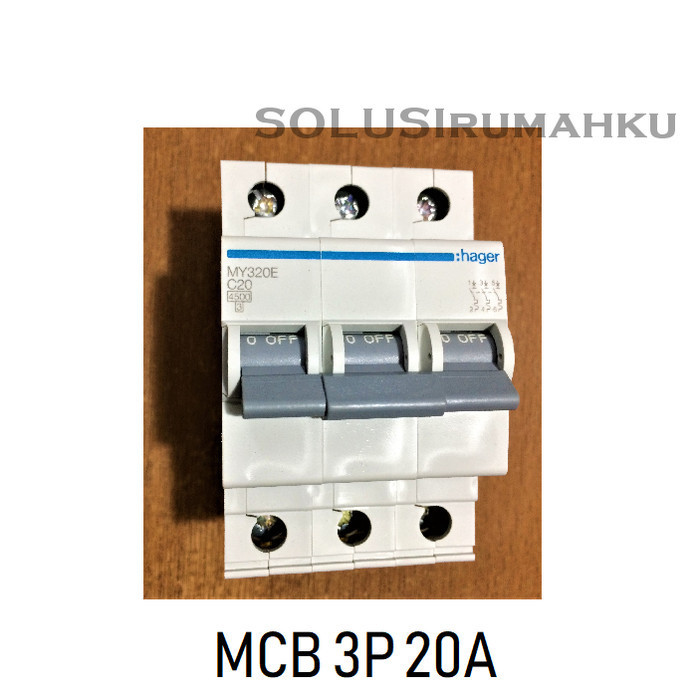 Mcb 3 Phase Hager 20A / Sikring 3 Pas 20 Ampere / Mcb 3P 20 A Termurah