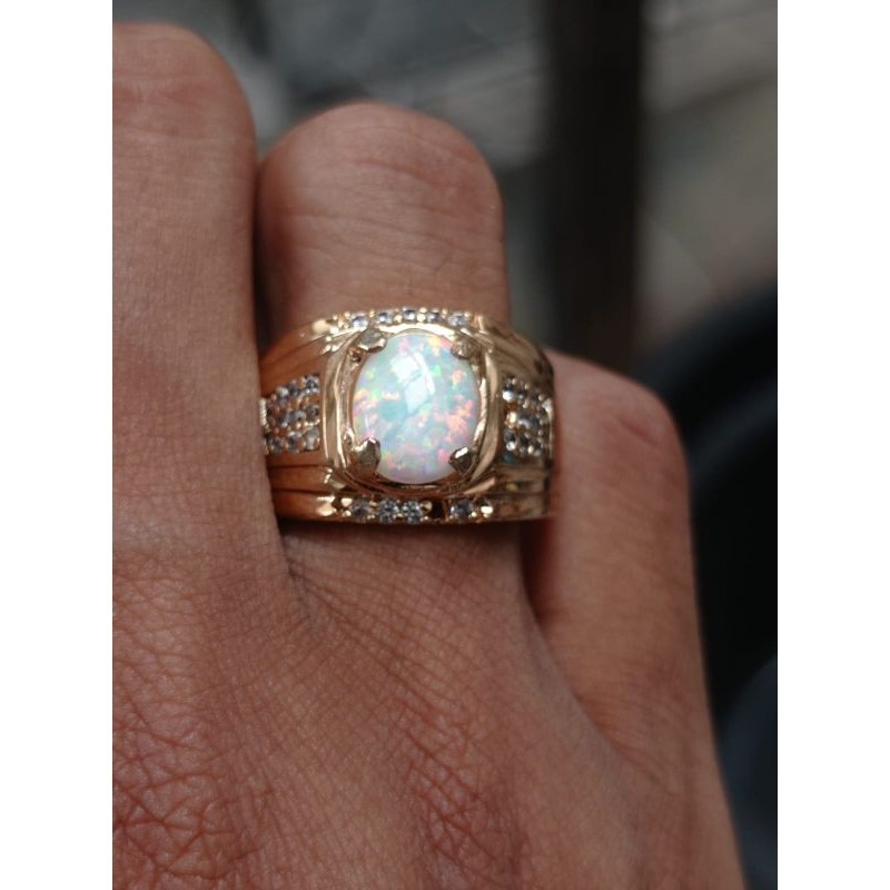 CINCIN PRIA BATU KALIMAYA AUSSY OVAL FULL JARONG ASLI CHATAM RING PERAK BANGKOK 926 BERKUALITAS TING