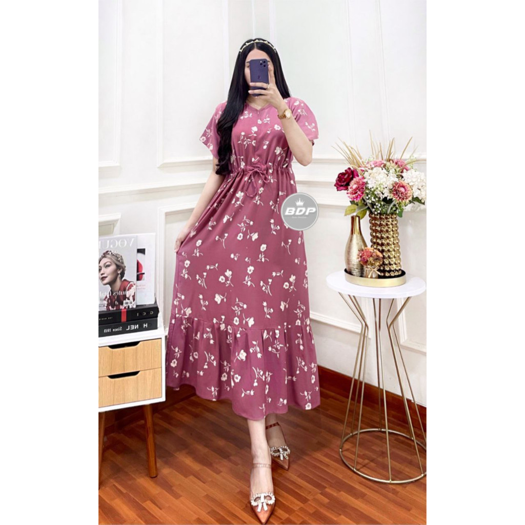 Daster Wanita Terbaru 2024 Dewasa Mididress Ibu Pakaian Dester Hamil Pendek Piyama Cewek Homedress B