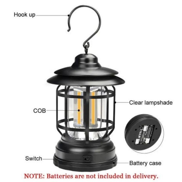 TERBARU Lampu Emergency Kemping Lentera Tenda Camping Retro LED COB Baterai AA