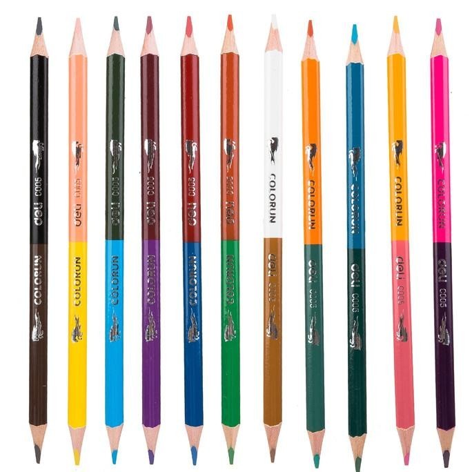 

Best! DELI Duo Colored Pencil 12pcs 24C [EC00520] - Pensil warna anak-anak ..